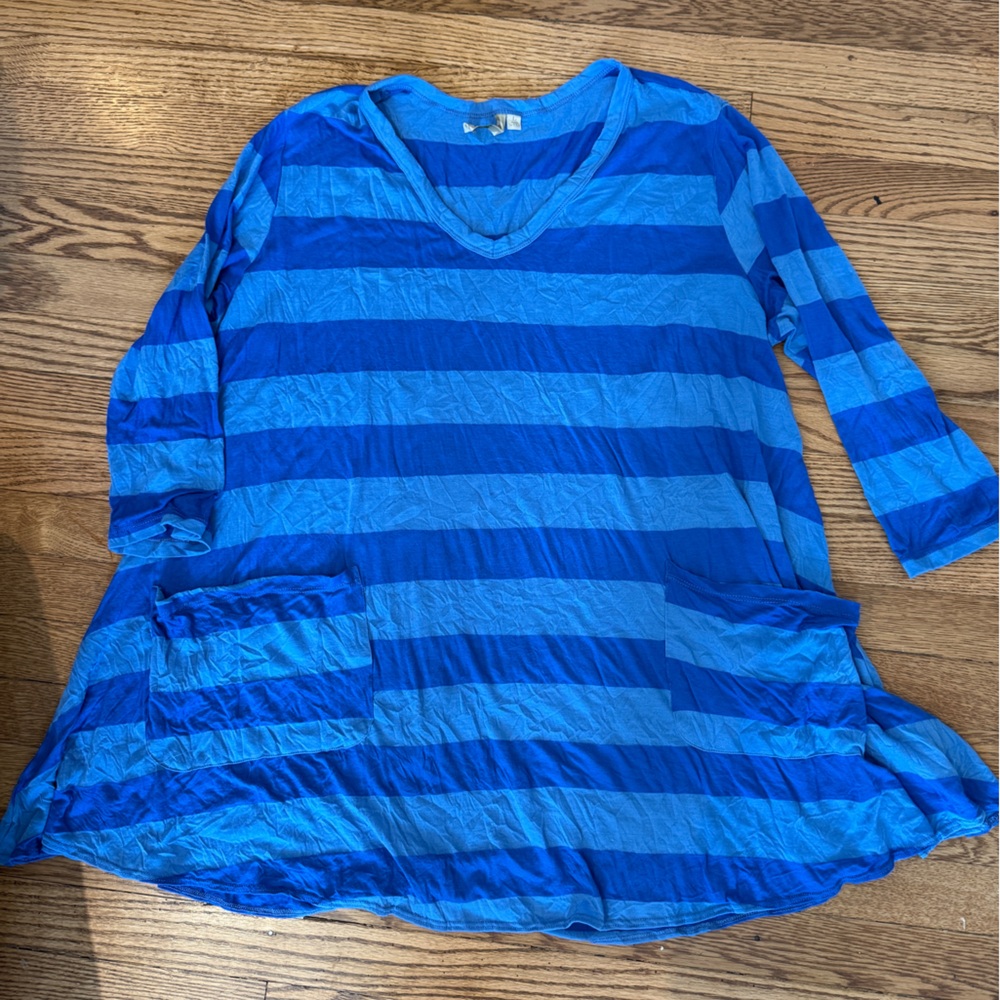 Comfy USA Blue Striped Tunic